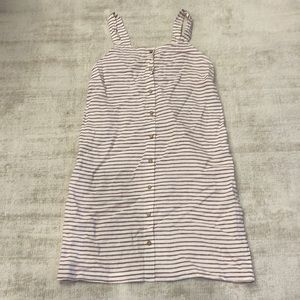 Red and white linen dress